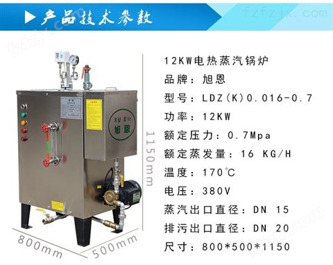 旭恩燃12KW电加热蒸汽锅炉公司